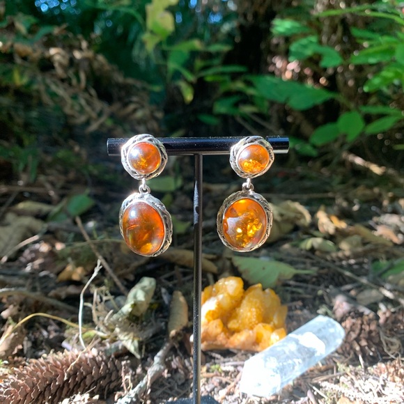 ⭐️Handmade Sterling silver/ cognac amber earrings - Picture 11 of 16